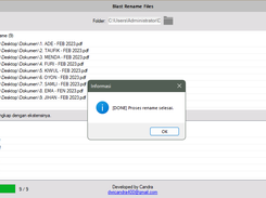 Tampilan saat proses perubahan nama file selesai