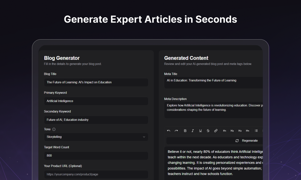 Generate Expert Article in Seconds