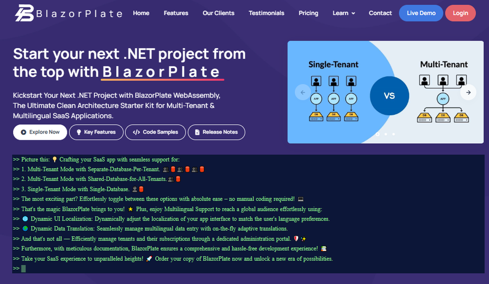 BlazorPlate Screenshot 1