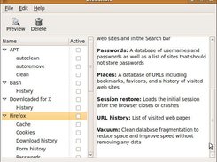 BleachBit 0.6.0 on Ubuntu 9.04 showing the Firefox preview