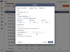 Addition workflow showing calculation of SO2 add