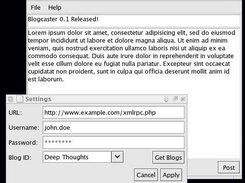 Blogcaster running on Linux (Gnome)