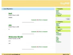 This picture shows an example home page using blogPHP