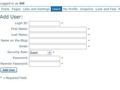 User Create Panel