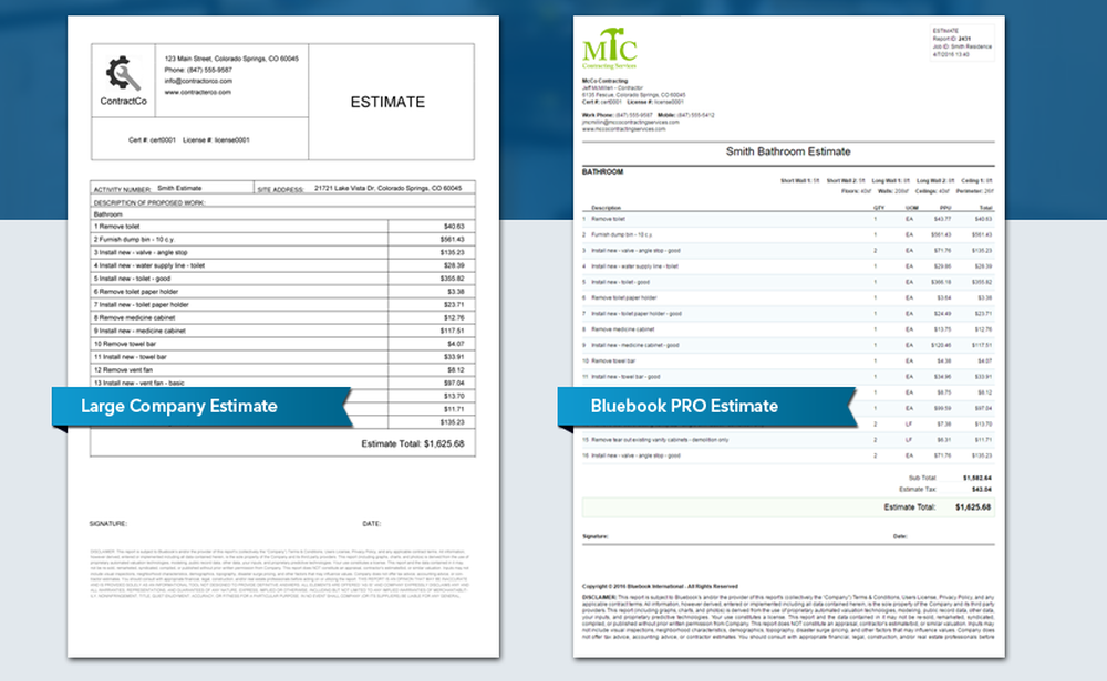 Bluebook PRO Estimator Screenshot 1