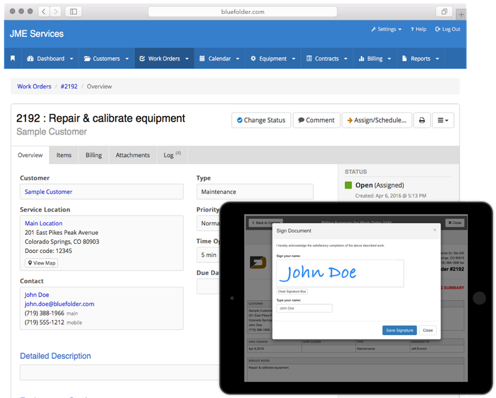 BlueFolder Work Order Tracking