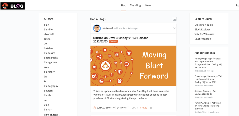 Blurt.blog Screenshot 1