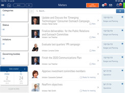 Matters can be sorted by category, initiators, dates, and more.