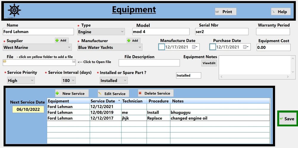 Boat Maintenance Records Screenshot 1