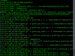 Building example project – the code generator is compiled for the build host (Linux), everything else is cross compiled for Windows