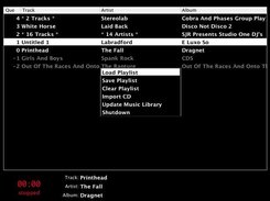 Main menu, highlight can move up and down list