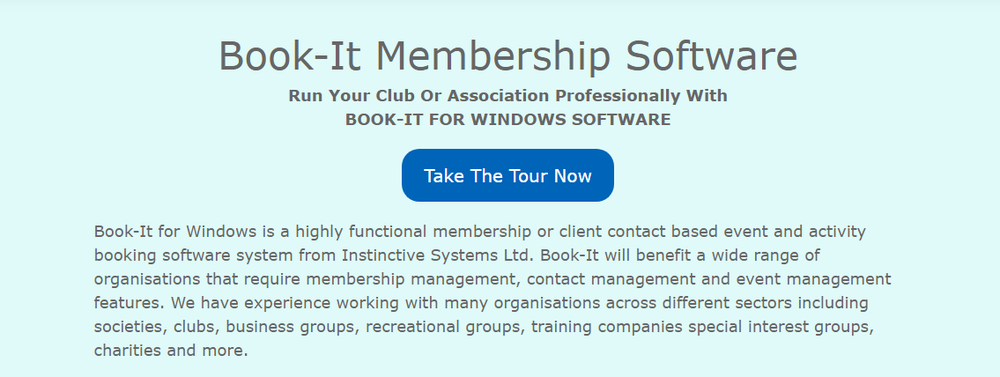 Book-It Membership Software Screenshot 1