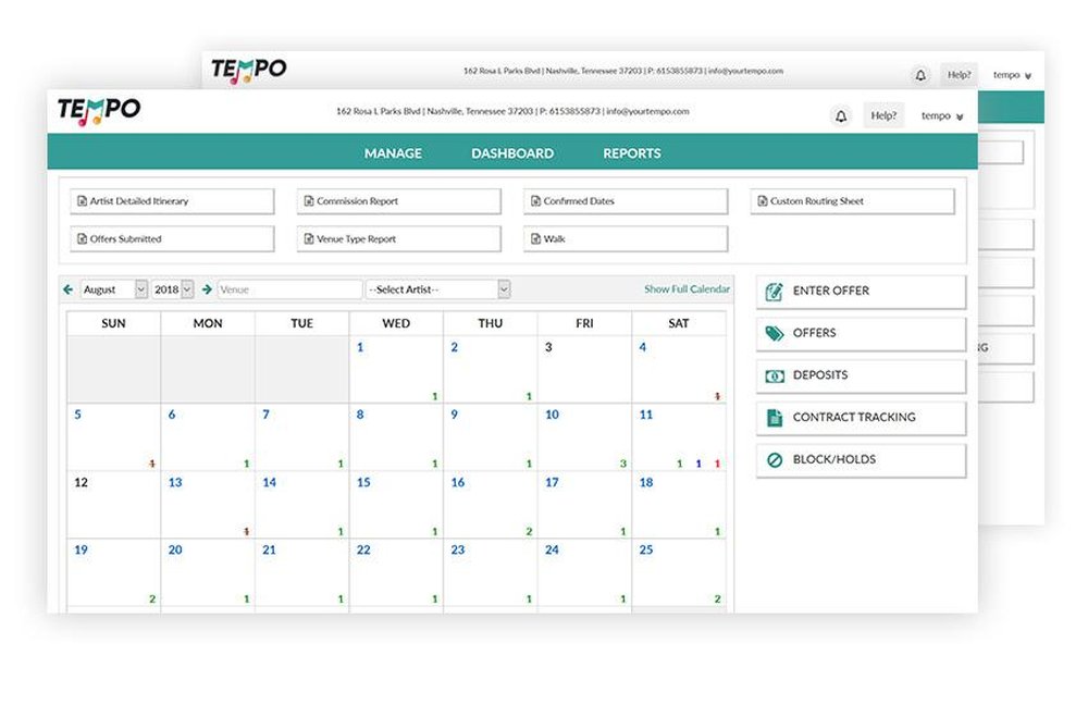 Your Tempo Booking Agency Software Screenshot 1