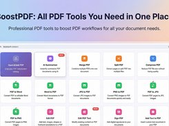 Boost PDF’s web interface showcasing a wide range of PDF tools, all accessible directly in the browser.