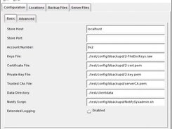 Backup daemon configuration panel on Linux