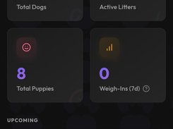 Litter dashboard with growth charts and puppy weight tracking