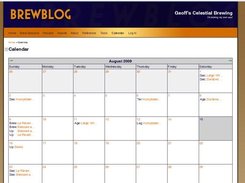 Calendar feature detailing brew sessions.