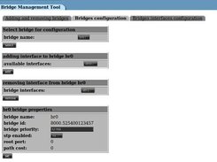 Bridge Management Tool - Bridges configuration tab