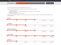 Slider bars are on on the many options for assessments