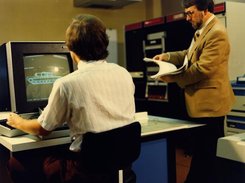 Mike Muuss working with BRL-CAD on the PDP-11/70