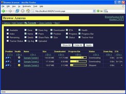 My Torrents page with column visibility controls shown