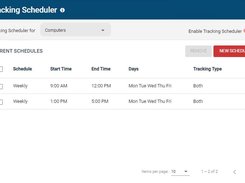 BrowseReporter tracking scheduler. BrowseReporter can start and stop monitoring employees at set intervals, such as limiting monitoring to standard work hours.