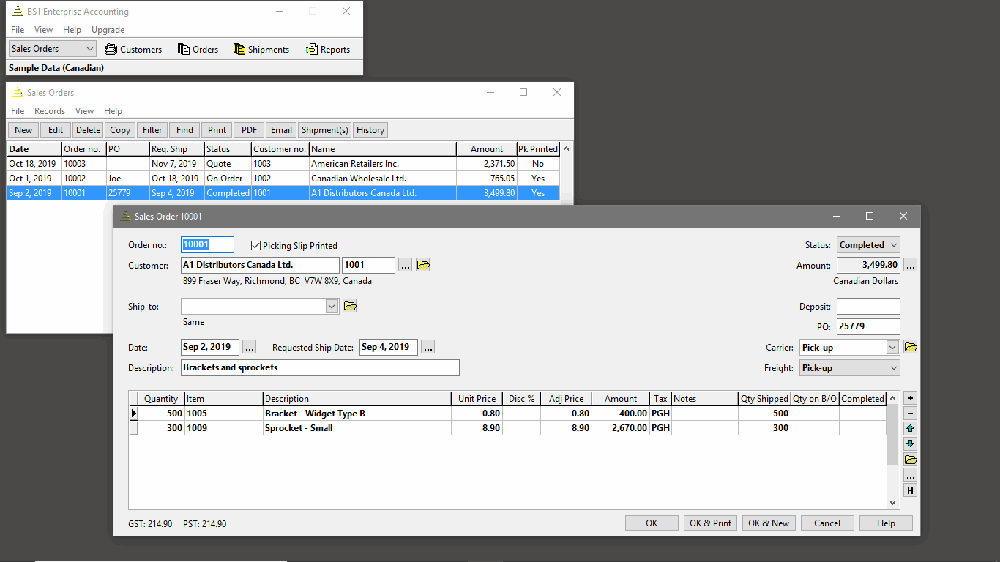 BS1 Enterprise Accounting Screenshot 1