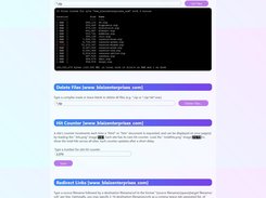 Modify a website's contents by uploading files from your hard drive, delete unwanted files, list files to see what's where, adjust the hit counter, or edit it's redirect links.