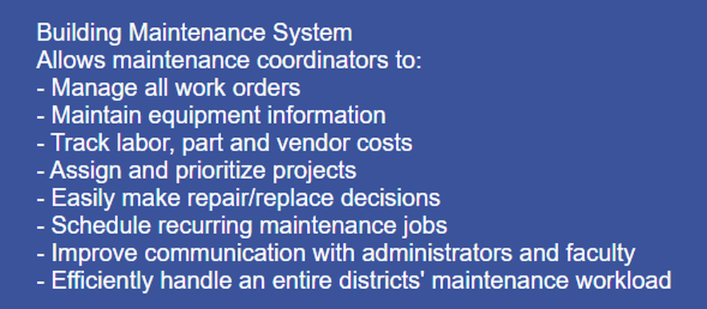 Building Maintenance System Screenshot 1
