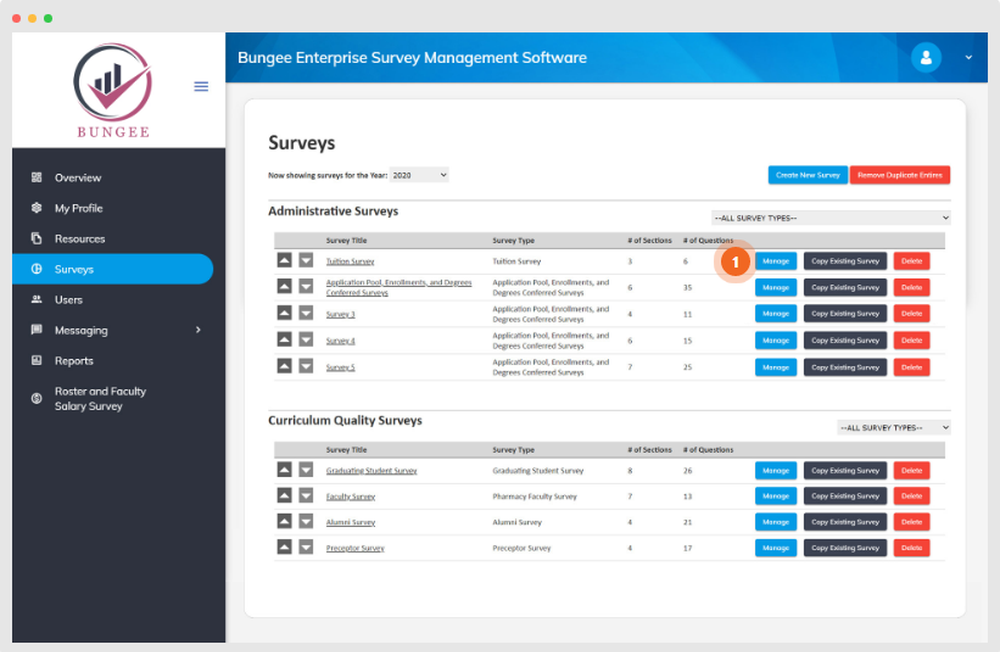 Bungee Survey Management System Screenshot 1