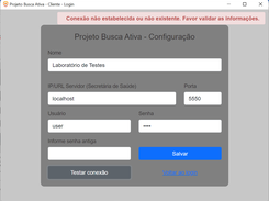 Tela de configuração. Primeiro acesso ou acesse via http://localhost:5555/config.