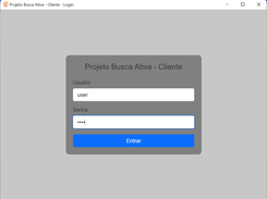 Tela de login. Usuário e senha definidos na tela de configurações.