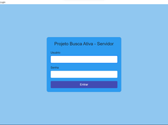 Tela de login. Usuário e senha definidos na tela de configurações.