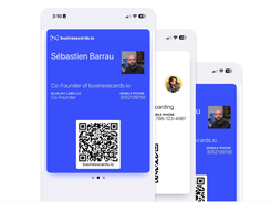 Businesscards.io digital business cards stored directly in Apple Wallet—instantly accessible from your phone's wallet app with integrated QR codes for frictionless contact sharing across iOS devices.