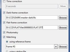 Dialog for setting up parameters of reduction of CCD frames