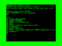 Opening screen and listing of loader program