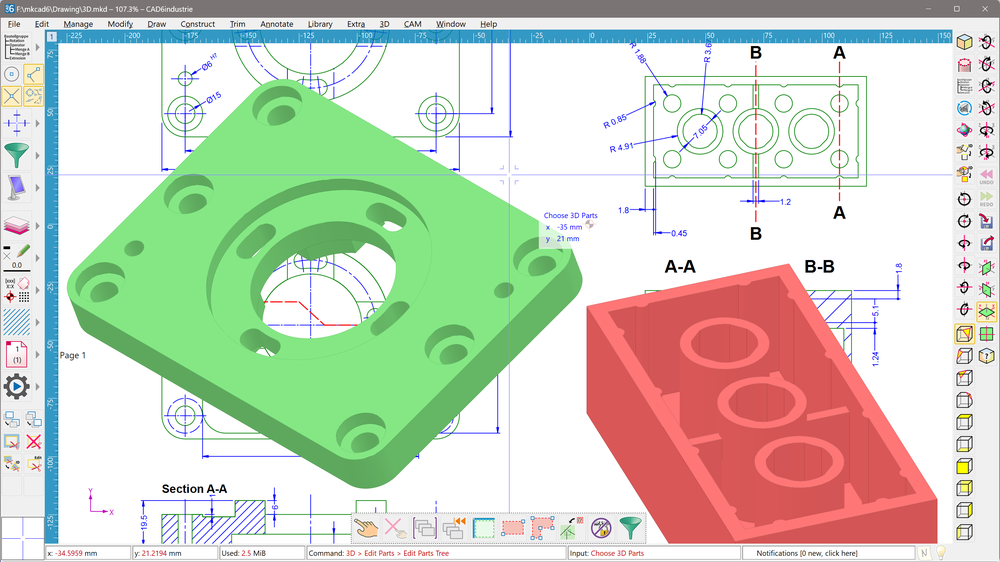 2D drawing and 3D modeling