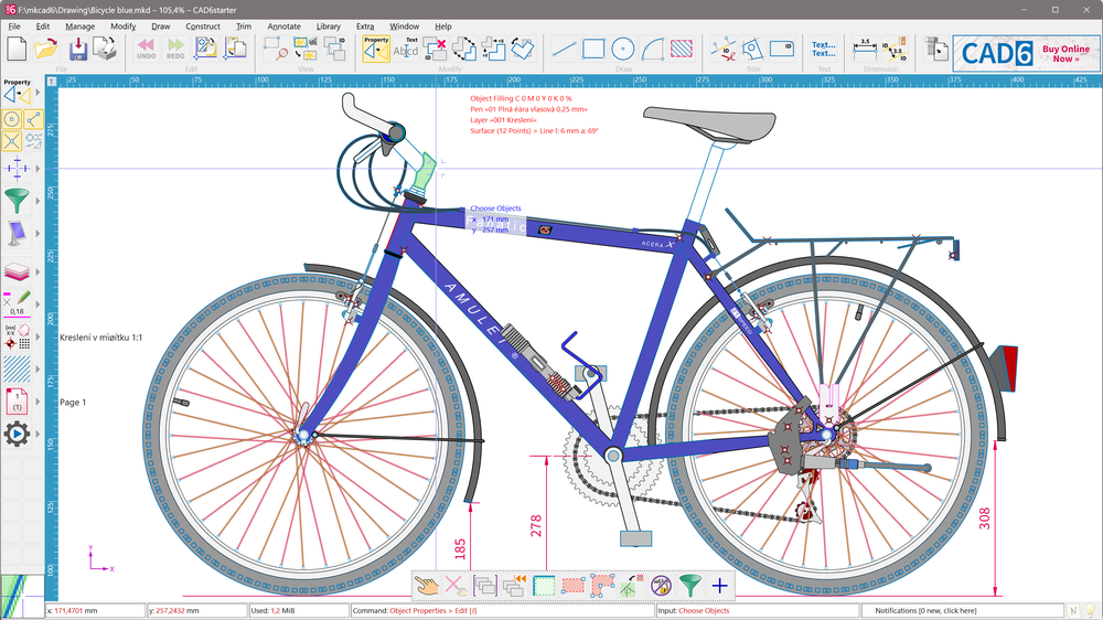 Use CAD6starter to create technical drawings / illustrations