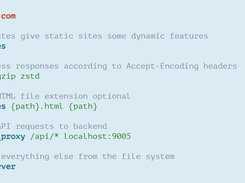 Caddyfile example - HTTPS site with clean URLs, reverse proxying, compression, and templates