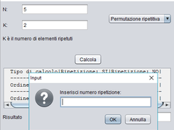 Input permutazione con ripetizione