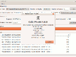 About window of CalcPi x64 running on Ubuntu/Gnome