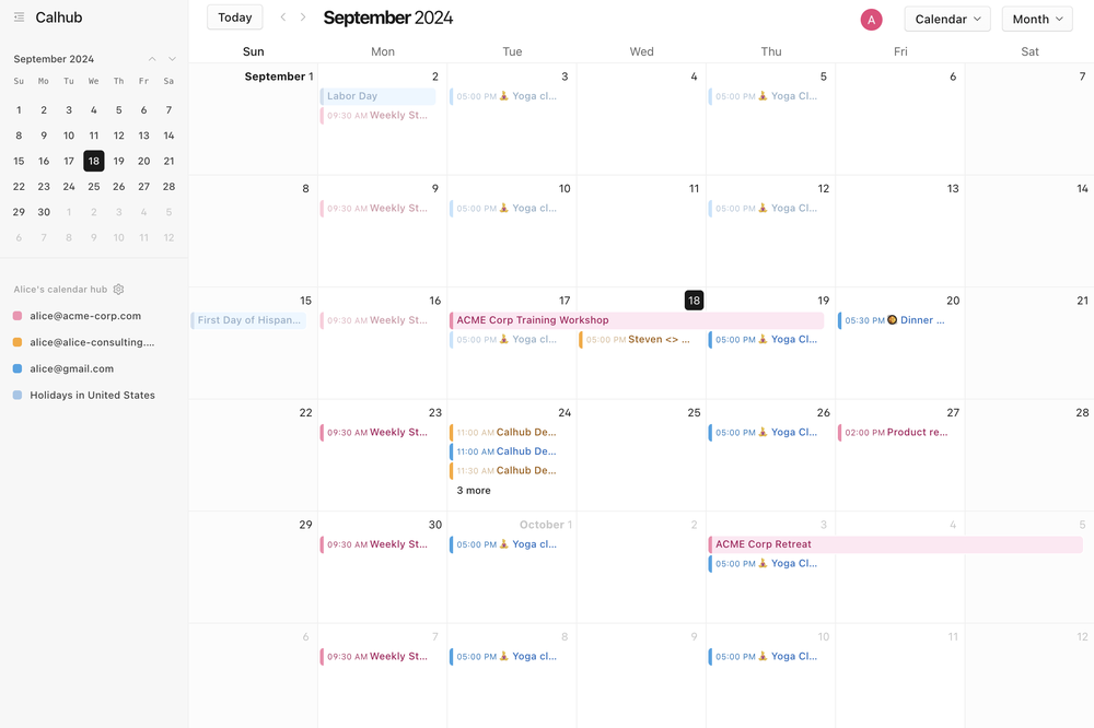 Calendar view