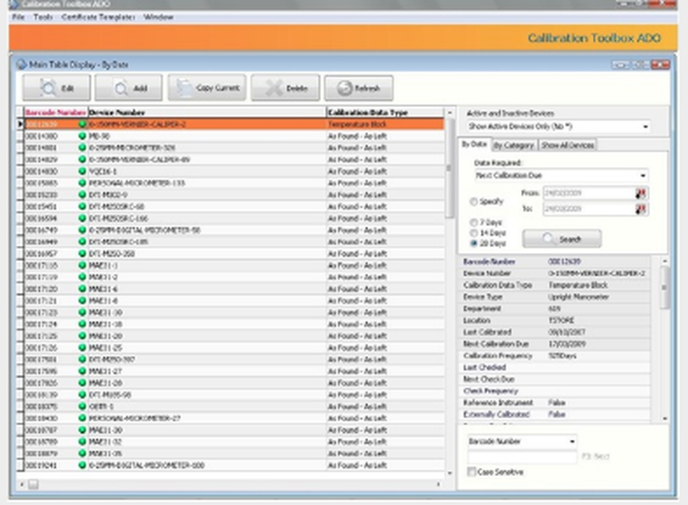 Caliso Calibration Toolbox ADO Screenshot 1