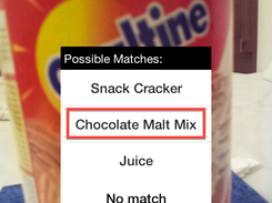 The app uses image recognition to identify food in the picture.