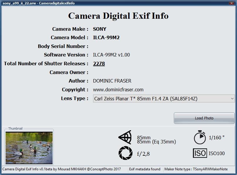 camera digital exif info download
