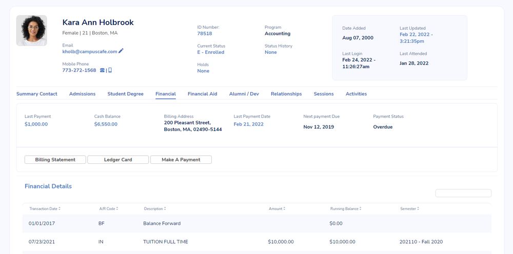 Student Profile Record