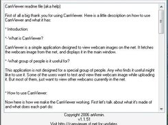 CamViewer 1.1 About page.