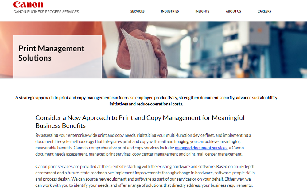 Canon Managed Print Services Screenshot 1