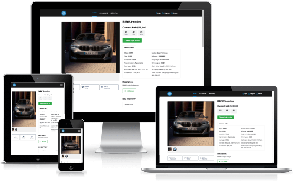 Mobile Friendy Car Auction Software