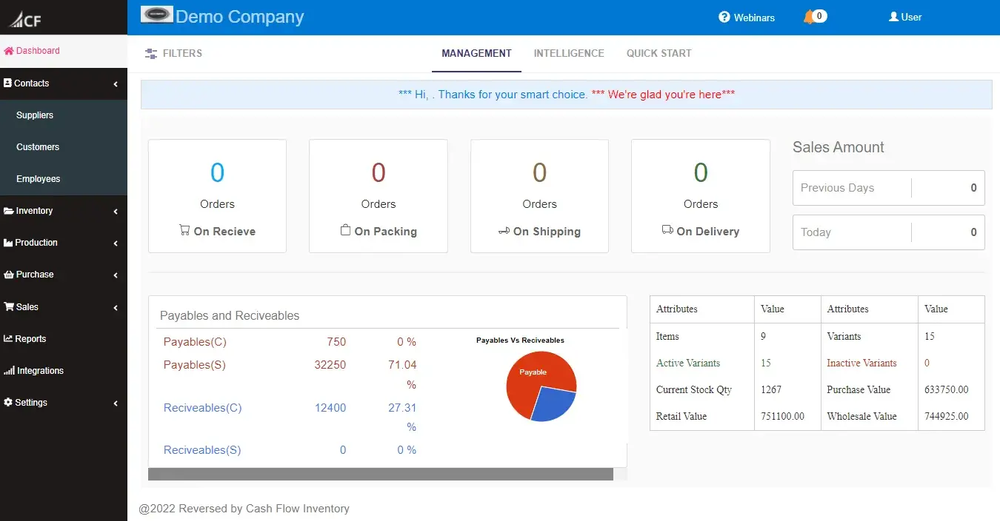 Cash Flow Inventory Screenshot 1